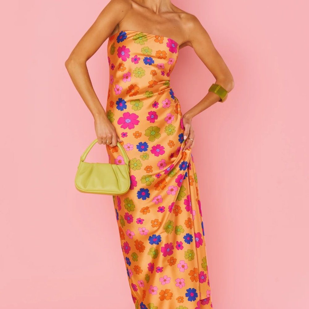 New Show Me Your Mumu Taylor Tube Dress Poppin Poppy XS